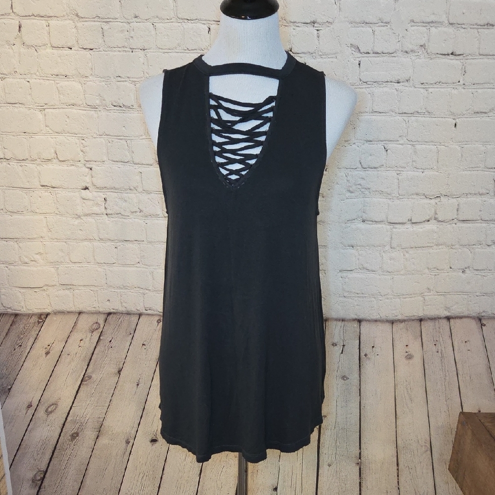 Elegant Black Crisscross Tank Top